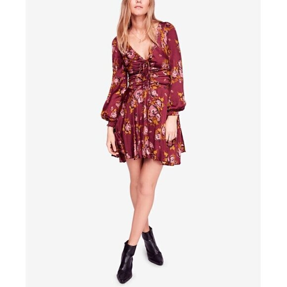 Free People Dresses & Skirts - NWOT Free People Morning Light Mini Dress Burgundy Purple 10